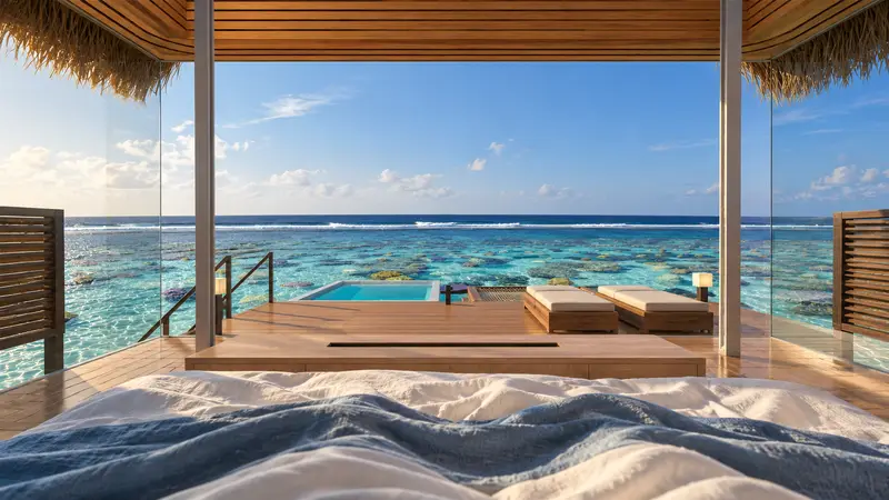 View of the lagoon from the bed